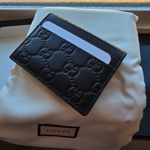 Gucci Card Case Embossed Leather - Picture 1 of 3